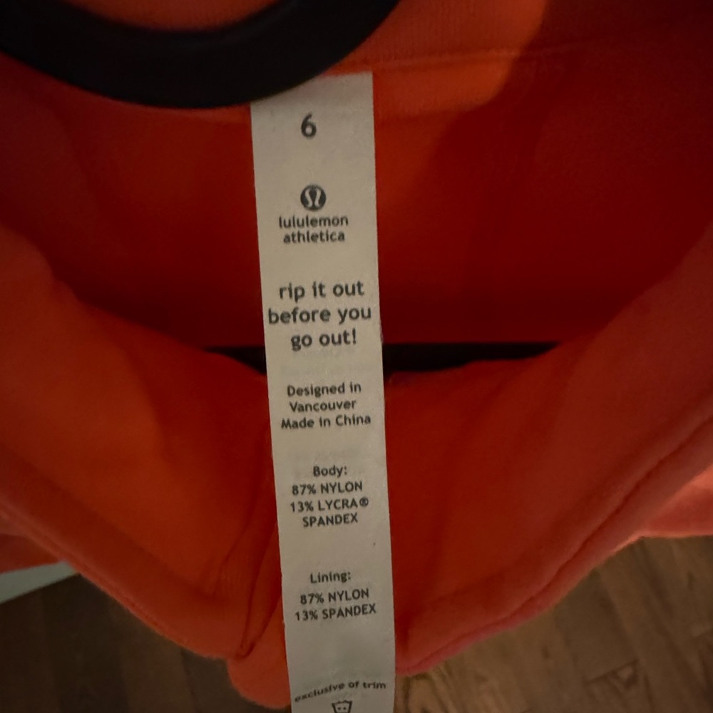 Rare Lululemon Shape Up Jacket in orange Luon- Size 6